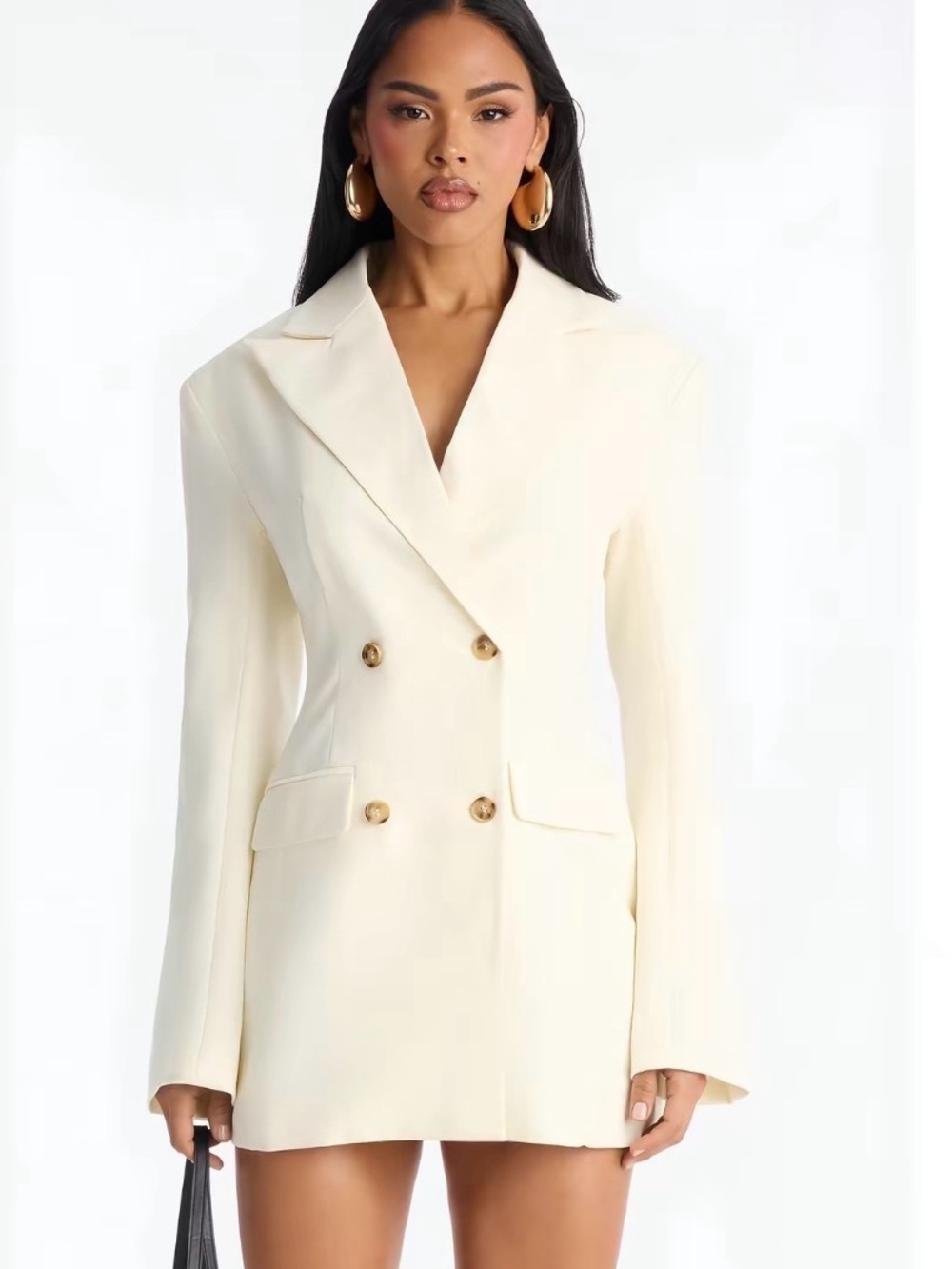 Fashion Nova Double-Breasted Blazer Mini Dress - Off White
